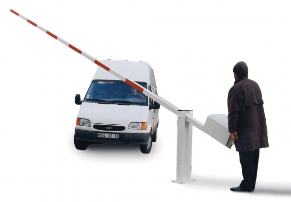 Schwenkbare Schranke mit Schlagbaum aus Alu